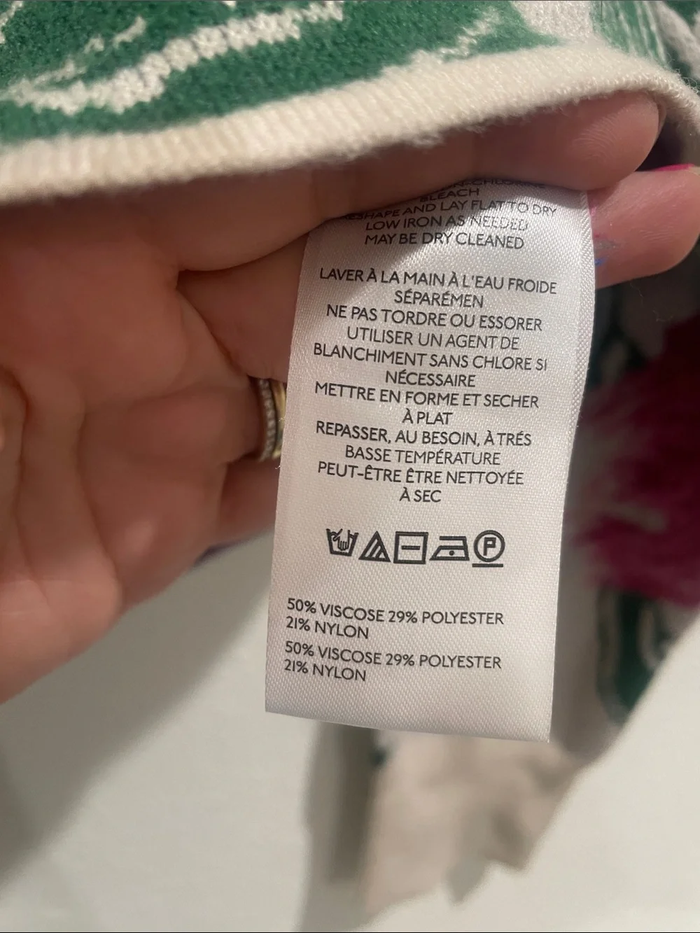 Anthropologie Yukiko Noritake Maeve Floral Crewneck Sweater Cropped Pink Green